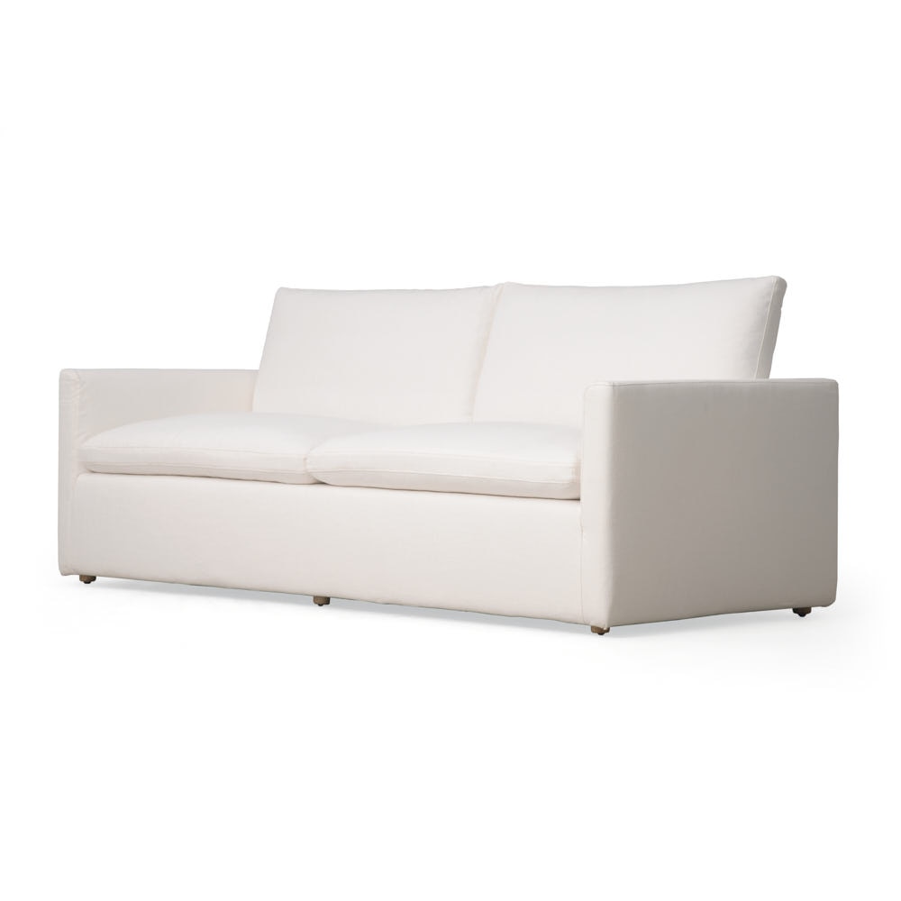 Arwine 88" Native Linen Square Arm Sofa - Native Linen White