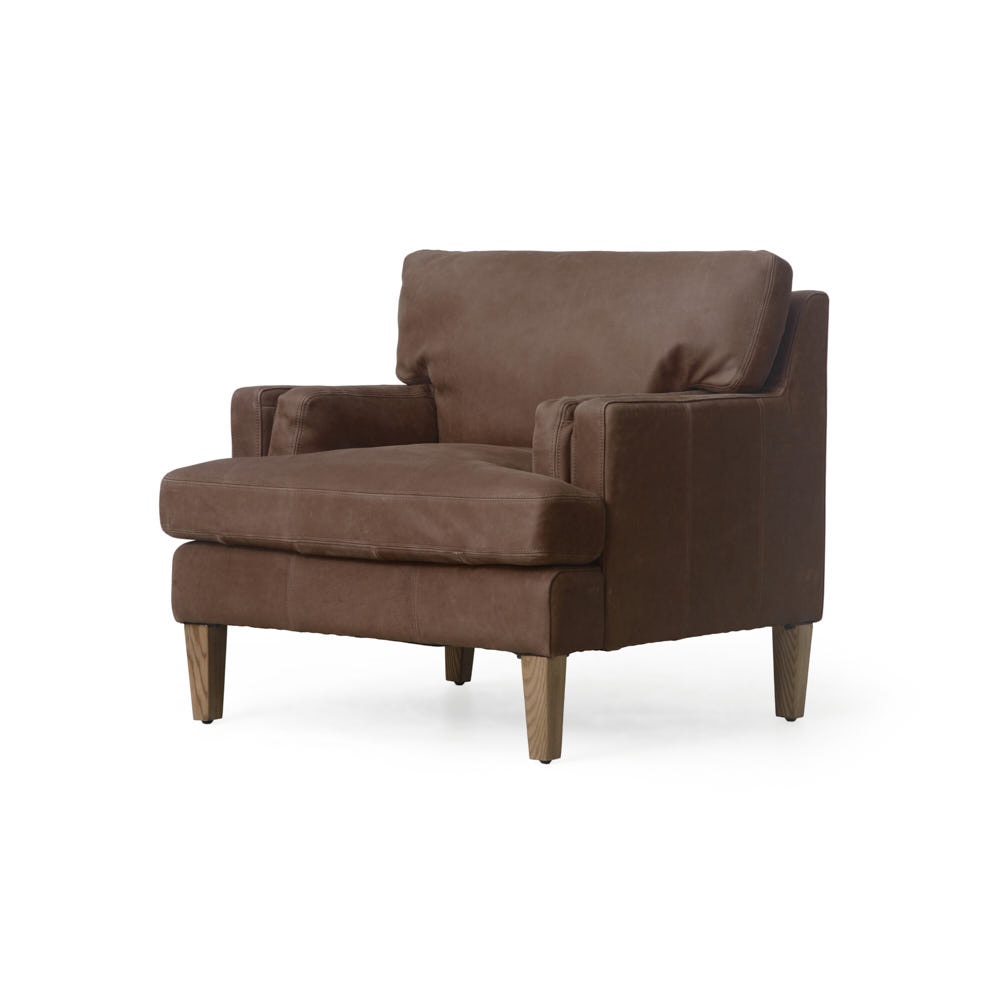 Larru Leather Tuxedo Arm Chair - Hand Tipped Chocolate