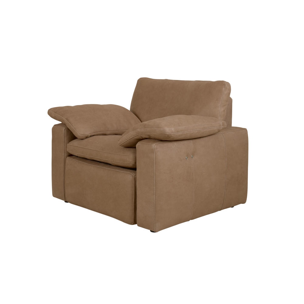 Kirkner Leather Pillow Top Arm Recliner - Hand Tipped Taupe