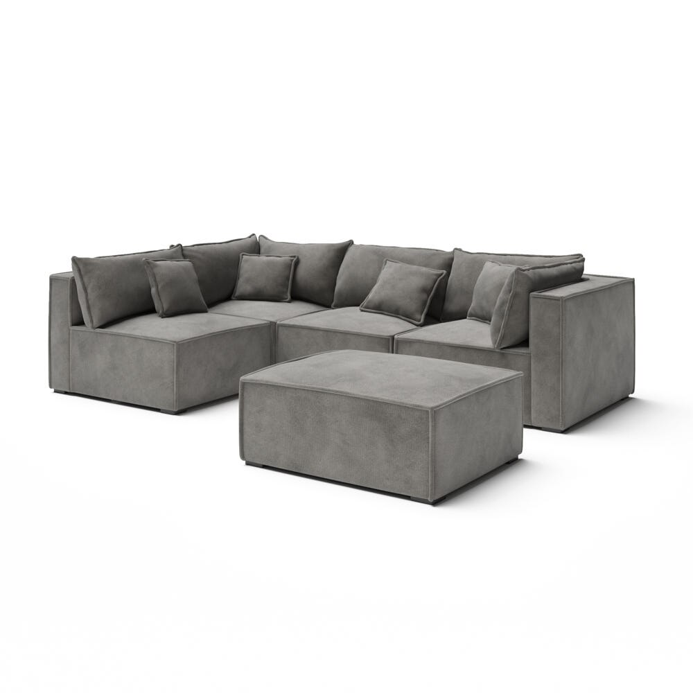 Portofino Entrada Modular Sofa With Ottoman - Gray