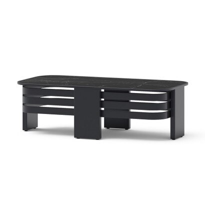 Pluma Sintered Stone 47x24 Outdoor Patio Coffee Table - Black