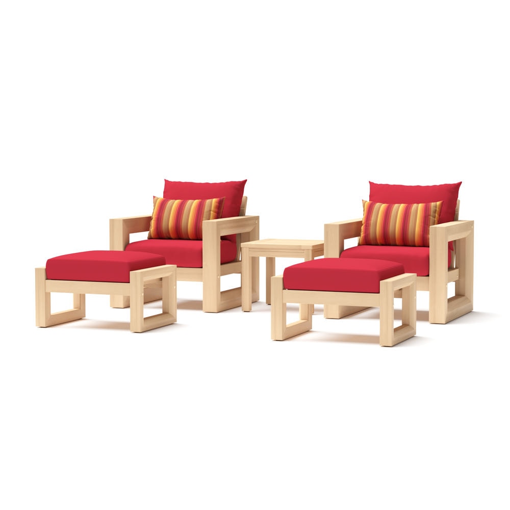 BensonÃ¢Â„Â¢ 5 Piece Club Chair & Ottoman Set - Sunset Red