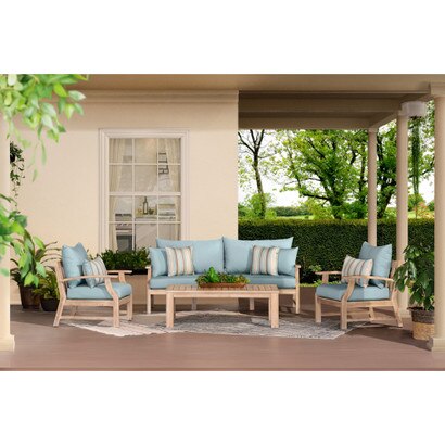 Kooper 4 Piece Outdoor Sofa Club Chair Set Bliss Blue Rst Brands