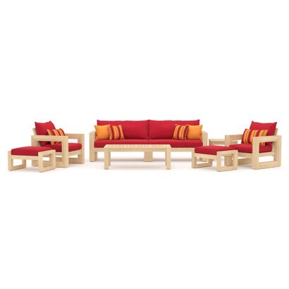 Benson 8 Piece Sofa Club Chair Set Sunset Red