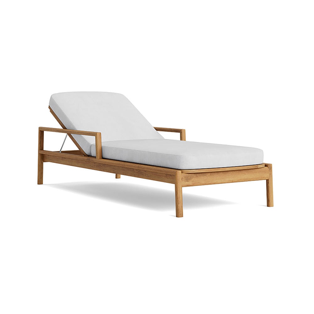 Santorini Outdoor Chaise In Natural Teak - Basket Weave Oyster