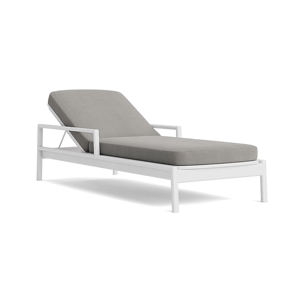 Santorini Outdoor Chaise In White - Basket Weave Taupe Gray