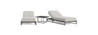 Sanibel 3 Piece Outdoor Chaise Lounge Set in Zinc - Basket Weave Stone