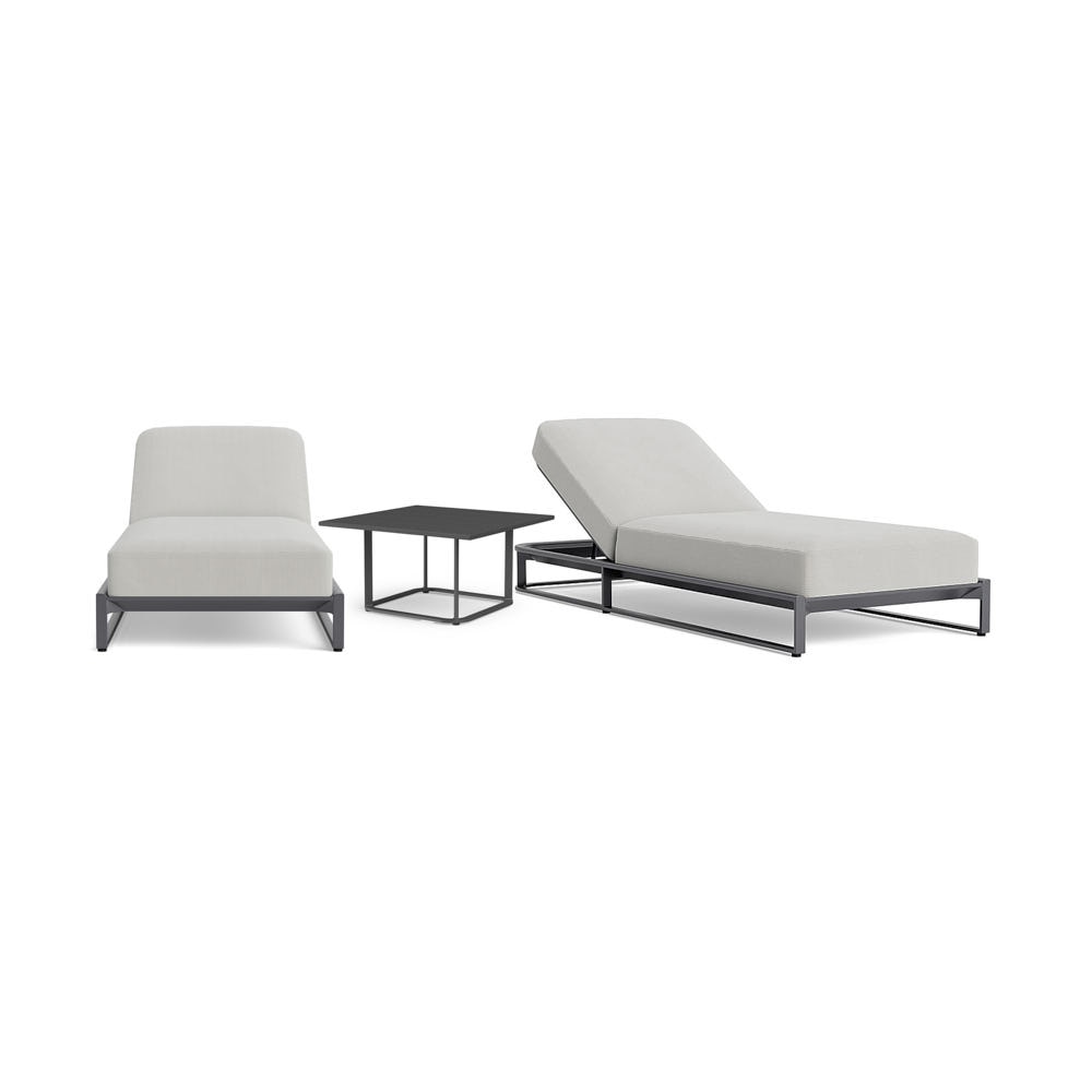 Sanibel 3 Piece Outdoor Chaise Lounge Set in Zinc - Basket Weave Stone