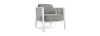 Santorini Outdoor Club Chair In White - Basket Weave Taupe Gray