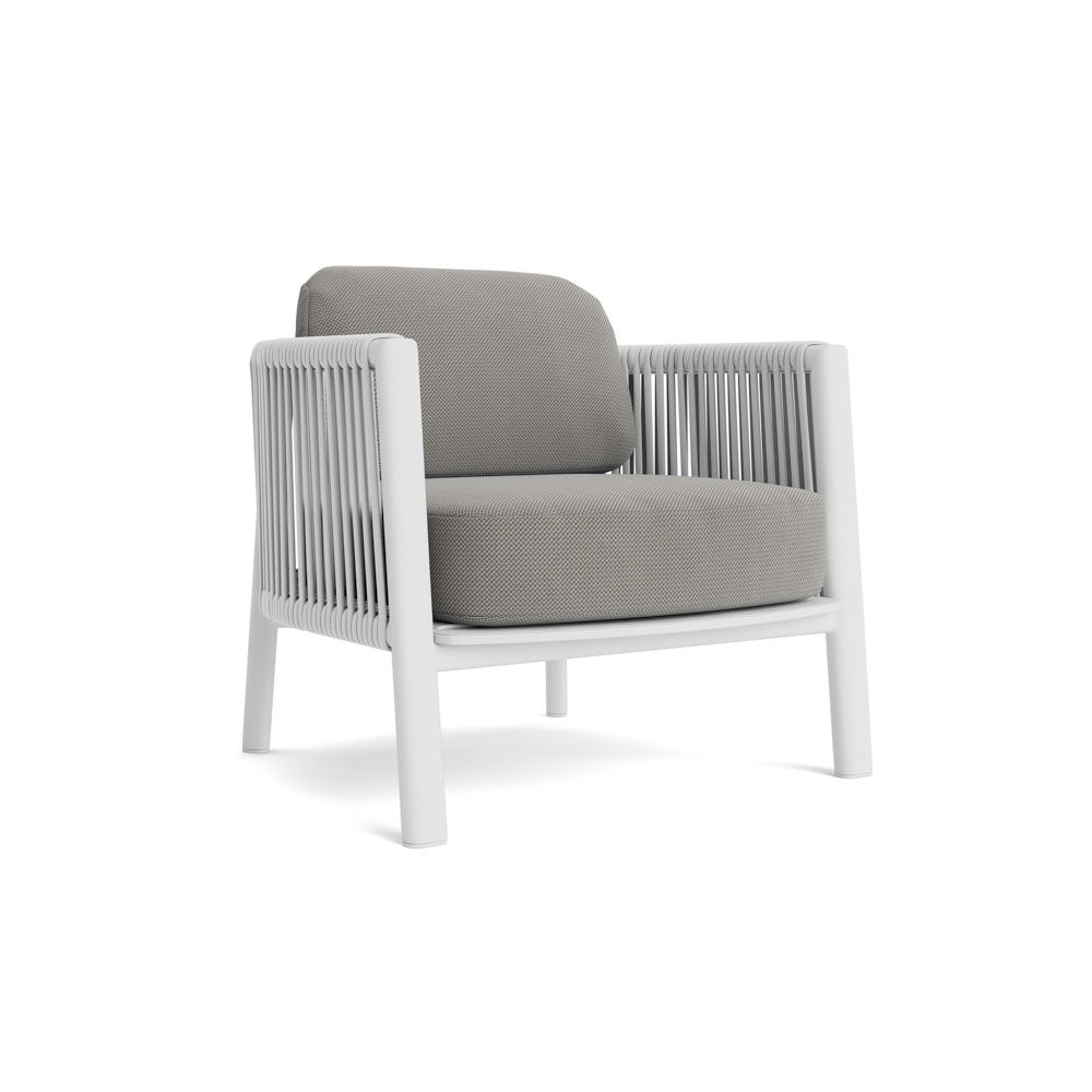 Santorini Outdoor Club Chair In White - Basket Weave Taupe Gray