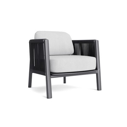 Santorini Outdoor Club Chair In Zinc - Basket Weave Oyster