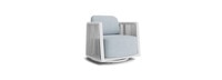 Santorini 3 Piece Outdoor Swivel Seating Set in White - Plain Weave Sky Blue