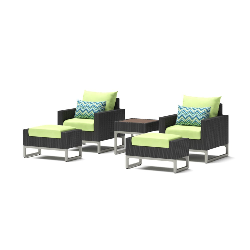 Milo™ Espresso 5 Piece Club Chair Set - Ginkgo Green