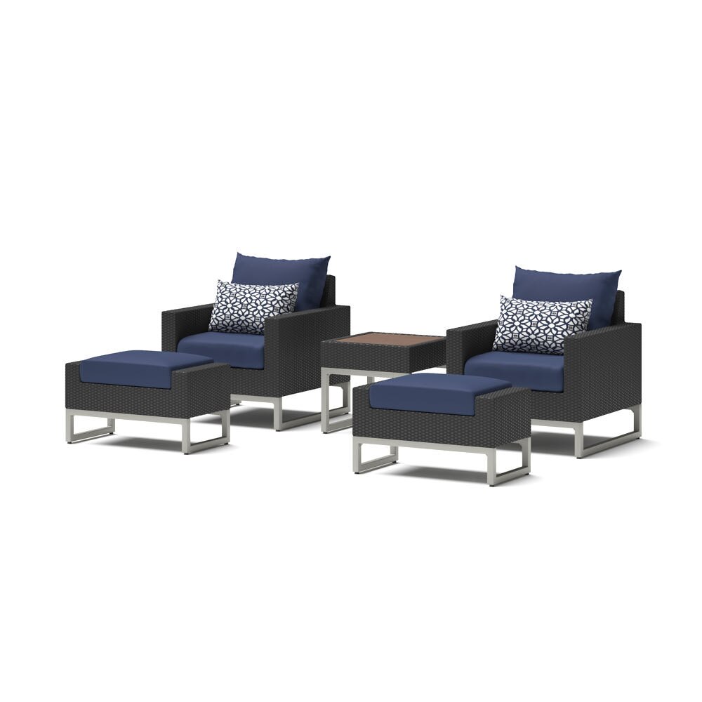 Milo™ Espresso 5 Piece Club Chair Set - Navy Blue