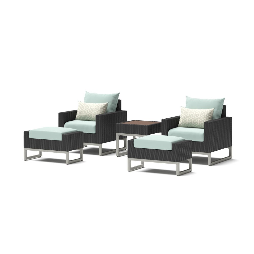 Milo™ Espresso 5 Piece Club Chair Set - Spa Blue