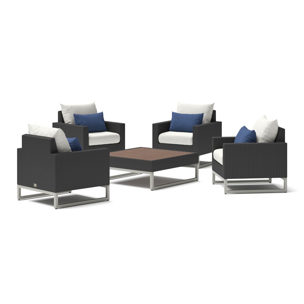 Milo™ Espresso 5 Piece Club Chair Conversation Set - Bliss Ink