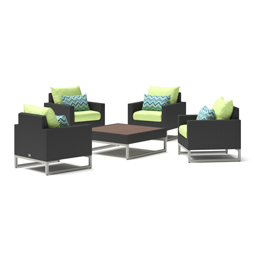 Milo™ Espresso 5 Piece Club Chair Conversation Set - Ginkgo Green