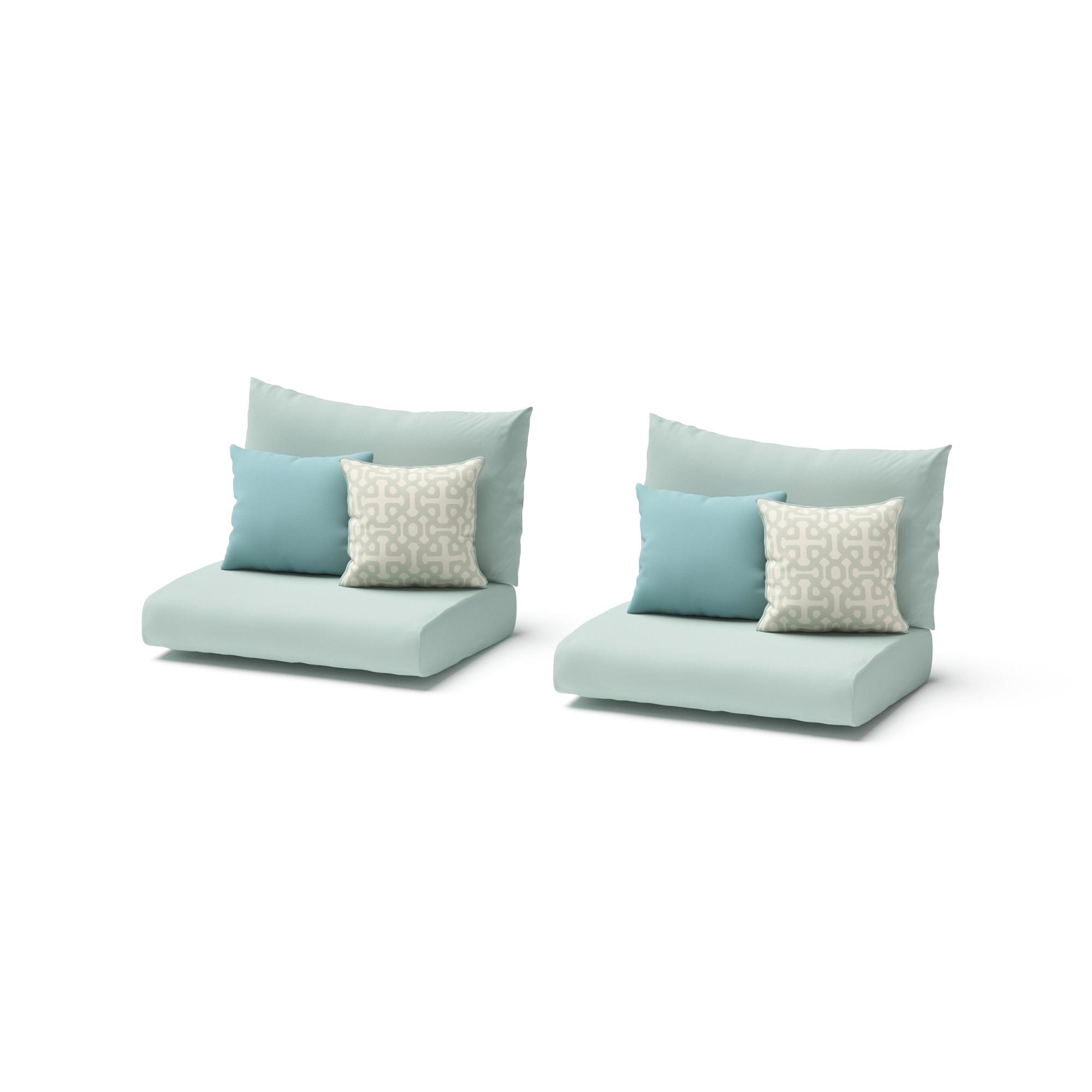 Armless Chairs Set of 2 Sunbrella Outdoor Cushion Covers - Spa Blue