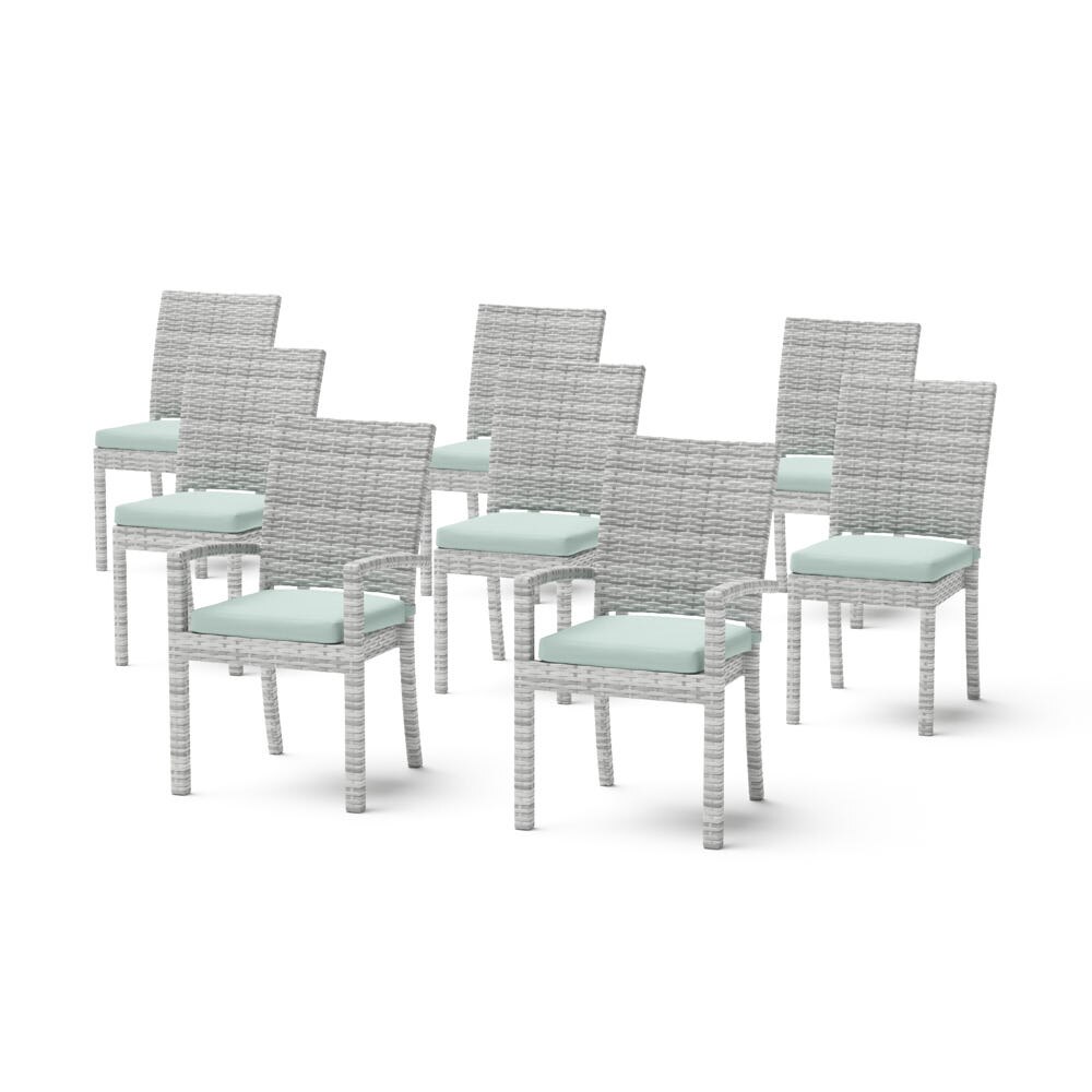 Cannes™ Set of 8 Sunbrella® Outdoor Dining Chairs - Spa Blue