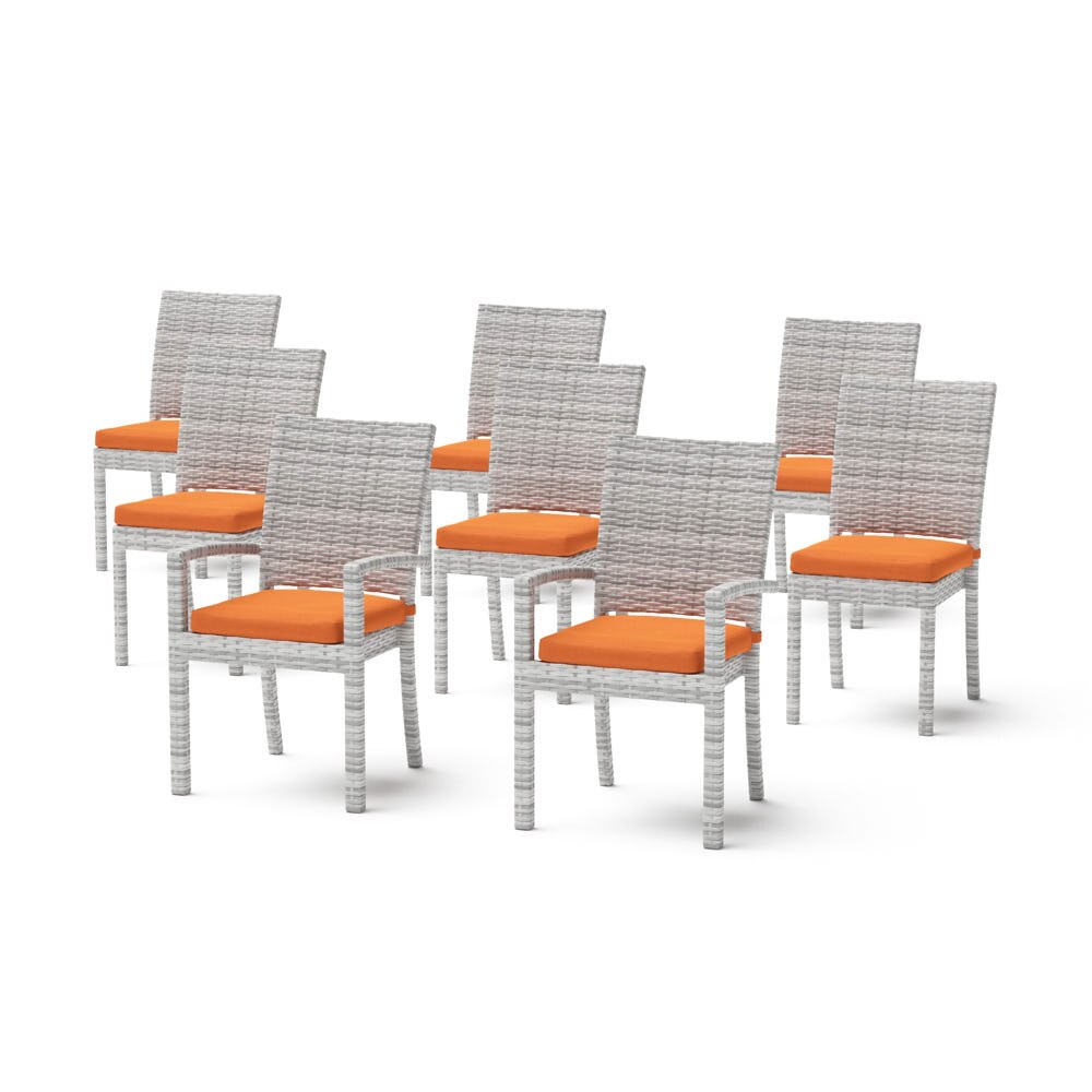 Cannes™ Set of 8 Sunbrella® Outdoor Dining Chairs - Tikka Orange