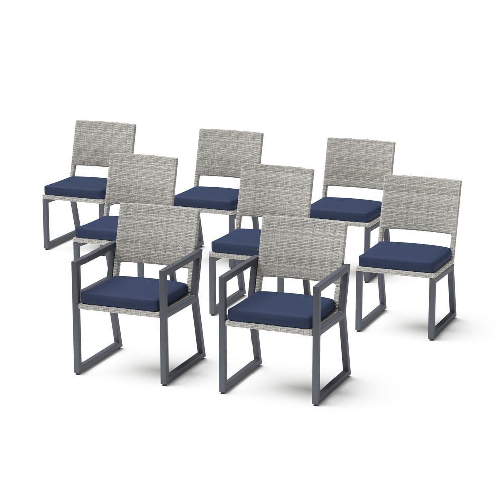 Milo™ Gray Set of 8 Sunbrella® Outdoor Dining Chairs - Navy Blue