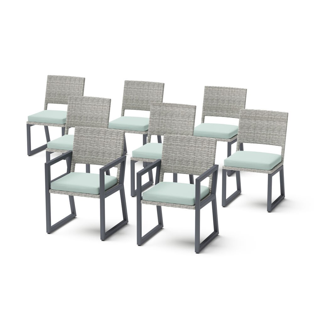 Milo™ Gray Set of 8 Sunbrella® Outdoor Dining Chairs - Spa Blue