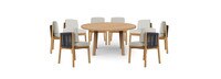 Santorini 9 Piece Outdoor Dining Set in Natural Teak - Plain Weave Stone