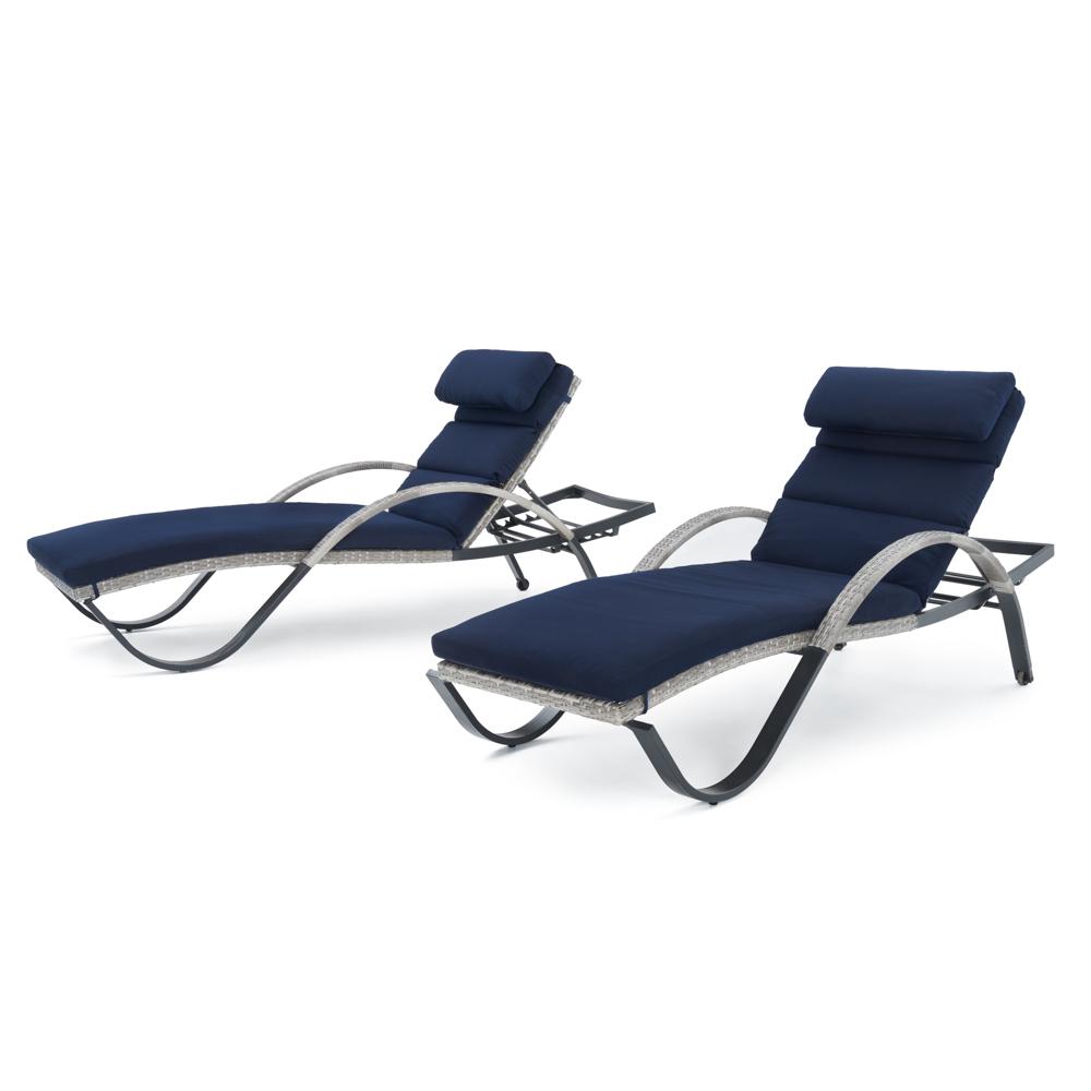 CannesÃ¢Â„Â¢ Set of 2 SunbrellaÃ‚Â® Outdoor Chaise Lounges with Cushions - Navy Blue