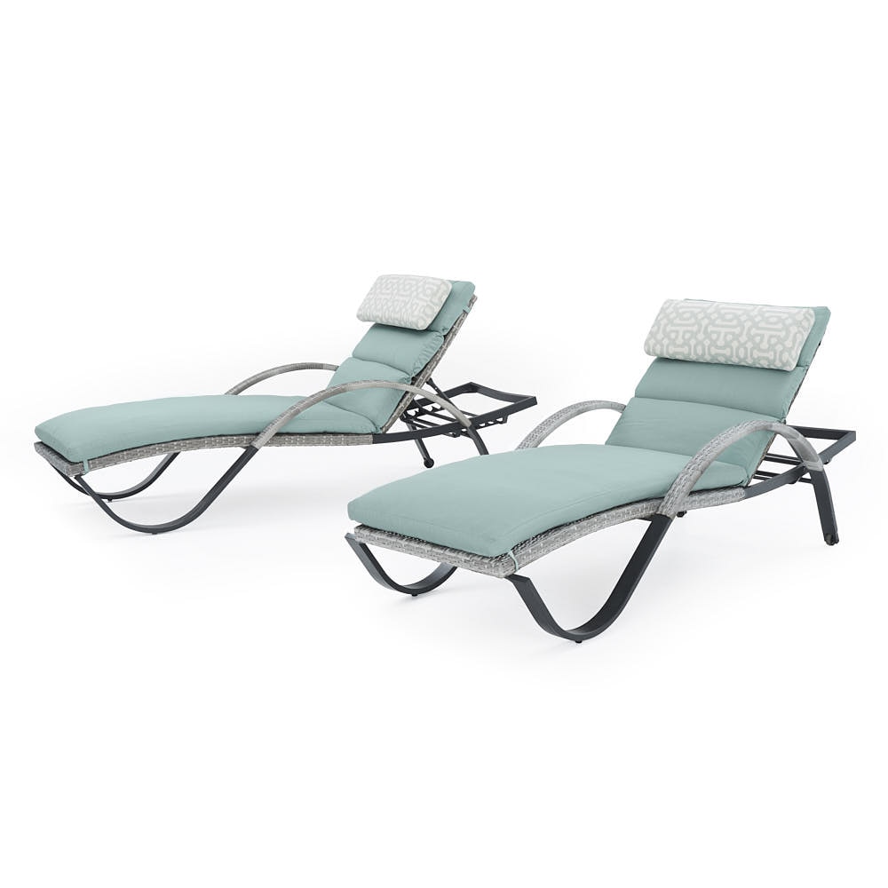 CannesÃ¢Â„Â¢ Set of 2 SunbrellaÃ‚Â® Outdoor Chaise Lounges with Cushions - Spa Blue