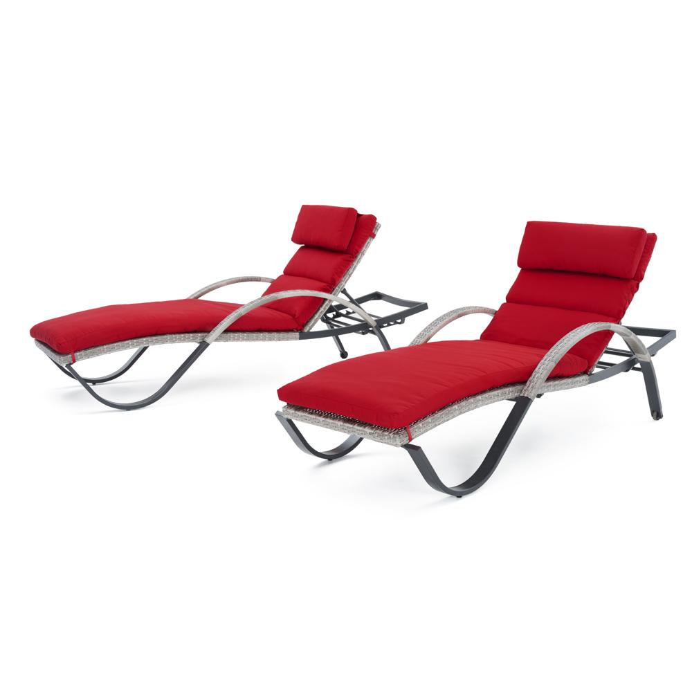 CannesÃ¢Â„Â¢ Set of 2 SunbrellaÃ‚Â® Outdoor Chaise Lounges with Cushions - Sunset Red