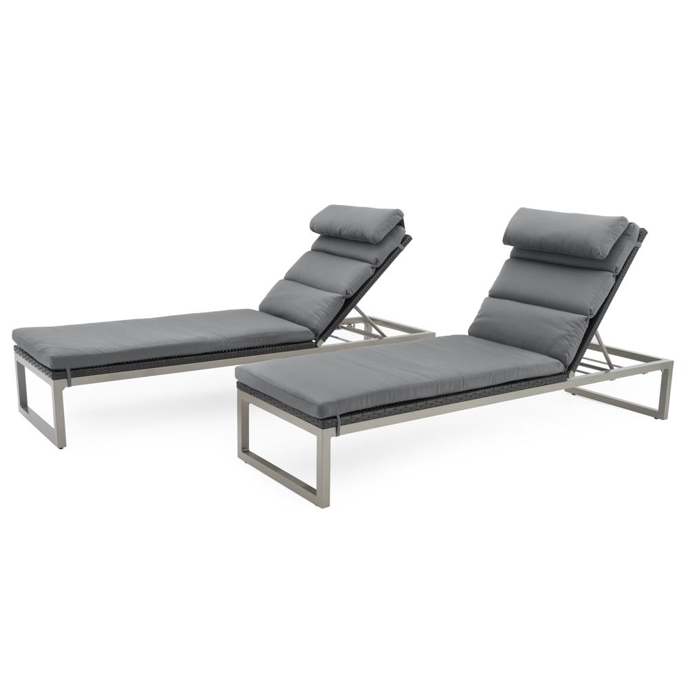 MiloÃ¢Â„Â¢ Espresso Set of 2 SunbrellaÃ‚Â® Outdoor Lounges - Charcoal Gray