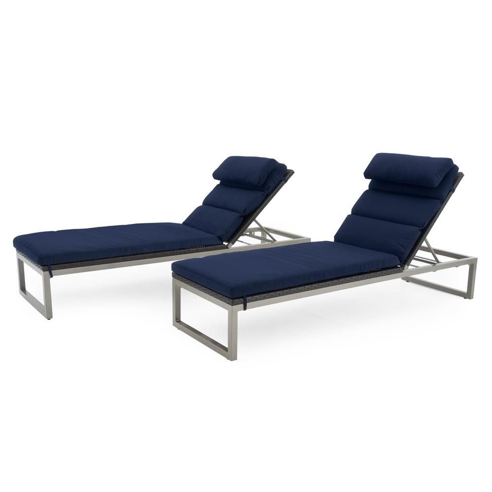 MiloÃ¢Â„Â¢ Espresso Set of 2 SunbrellaÃ‚Â® Outdoor Lounges - Navy Blue