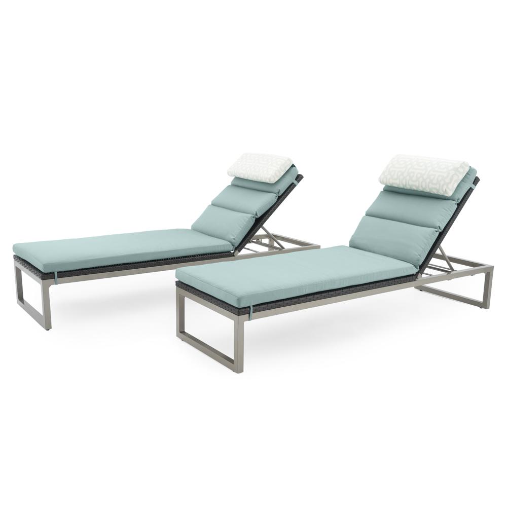 MiloÃ¢Â„Â¢ Espresso Set of 2 SunbrellaÃ‚Â® Outdoor Lounges - Spa Blue