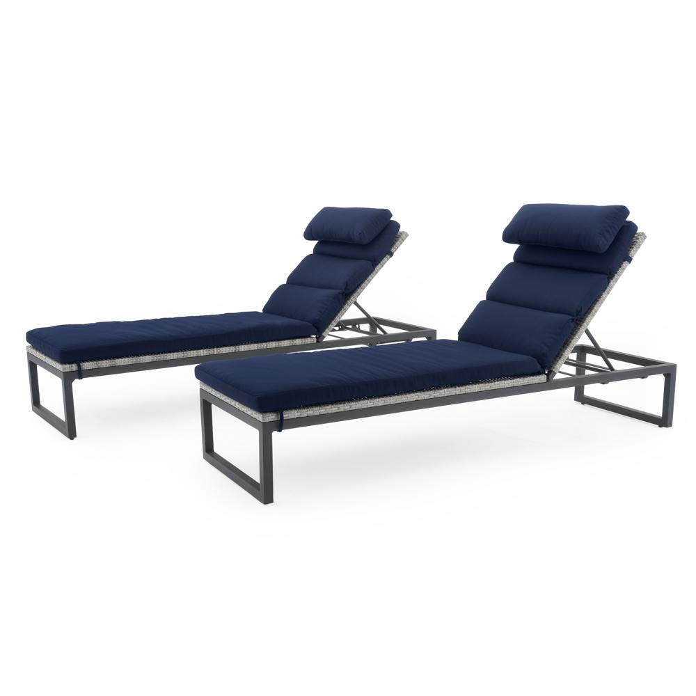 Milo™ Gray Set of 2 Sunbrella® Outdoor Lounges - Navy Blue