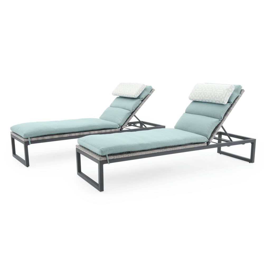 Milo™ Gray Set of 2 Sunbrella® Outdoor Lounges - Spa Blue