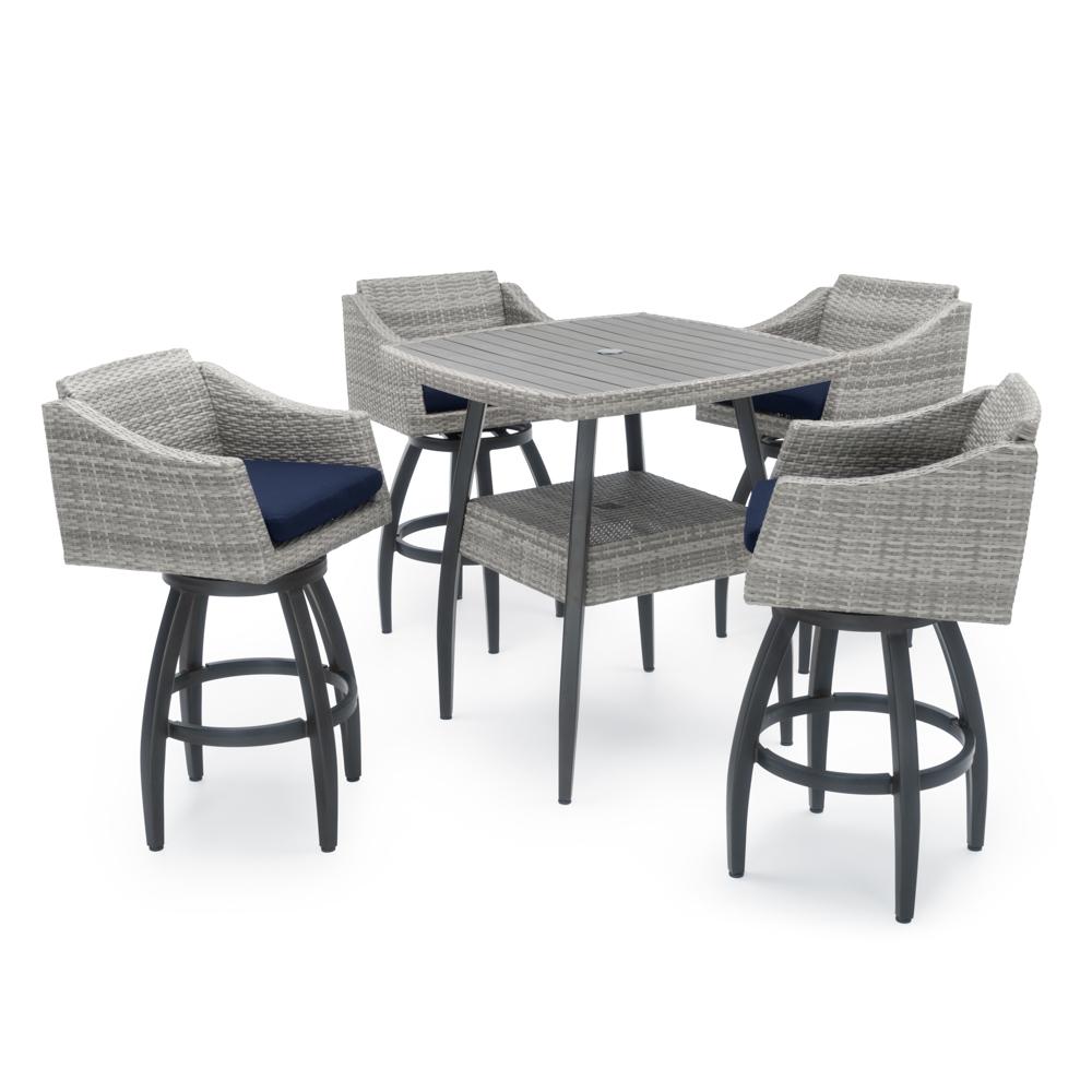 Cannes™ 5 Piece Sunbrella® Outdoor Barstool Set - Navy Blue