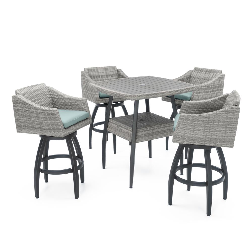 Cannes™ 5 Piece Sunbrella® Outdoor Barstool Set - Spa Blue