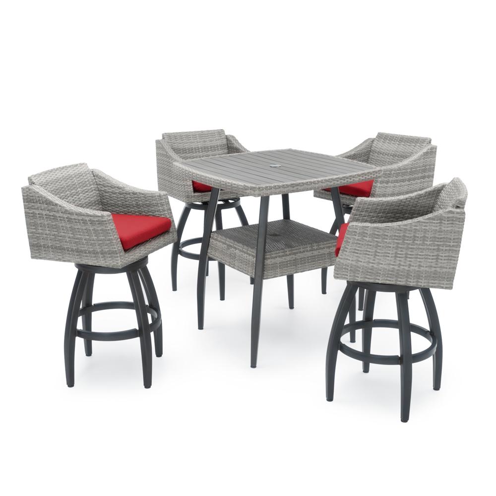 Cannes™ 5 Piece Barstool Set - Sunset Red