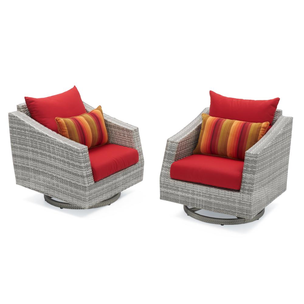 Cannes™ Set of 2 Sunbrella® Outdoor Motion Club Chairs - Sunset Red