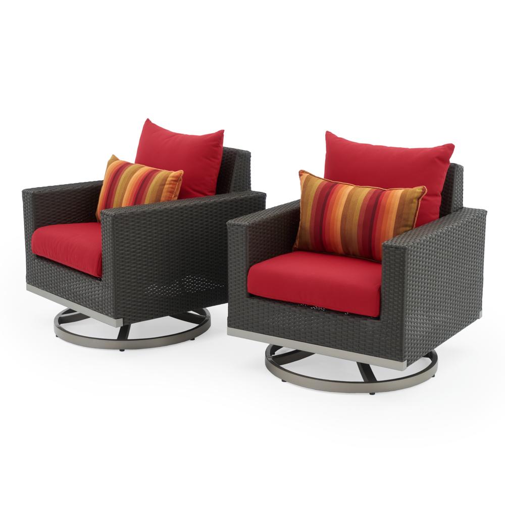 MiloÃ¢Â„Â¢ Espresso SunbrellaÃ‚Â® Outdoor Motion Club Chairs - Sunset Red