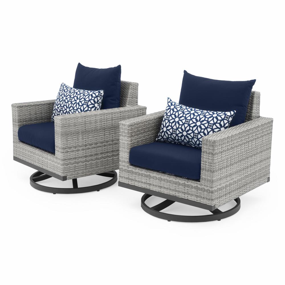 Milo™ Gray Sunbrella® Outdoor Motion Club Chairs - Navy Blue