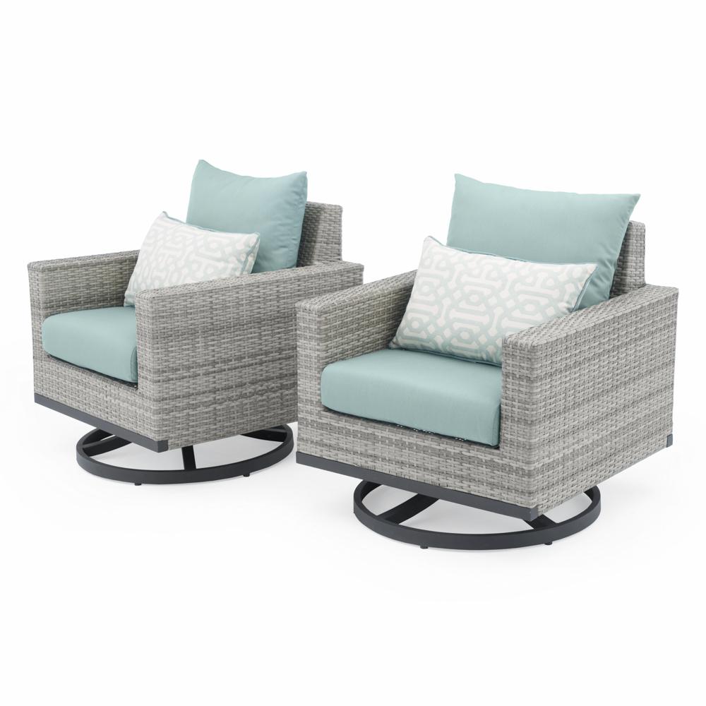 Milo™ Gray Sunbrella® Outdoor Motion Club Chairs - Spa Blue