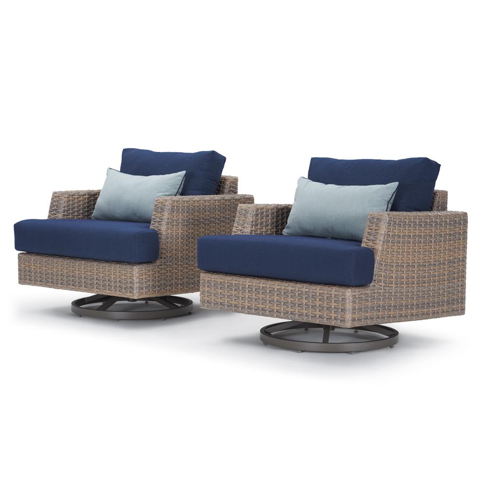 PortofinoÃ‚Â® Repose Set of 2 SunbrellaÃ‚Â® Outdoor Motion Club Chairs - Laguna Blue