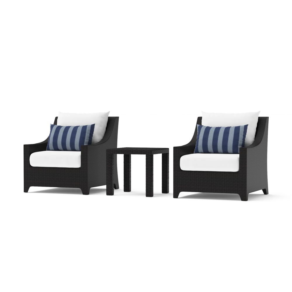 DecoÃ¢Â„Â¢ Set of 2 SunbrellaÃ‚Â® Outdoor Club Chairs & Side Table - Centered Ink