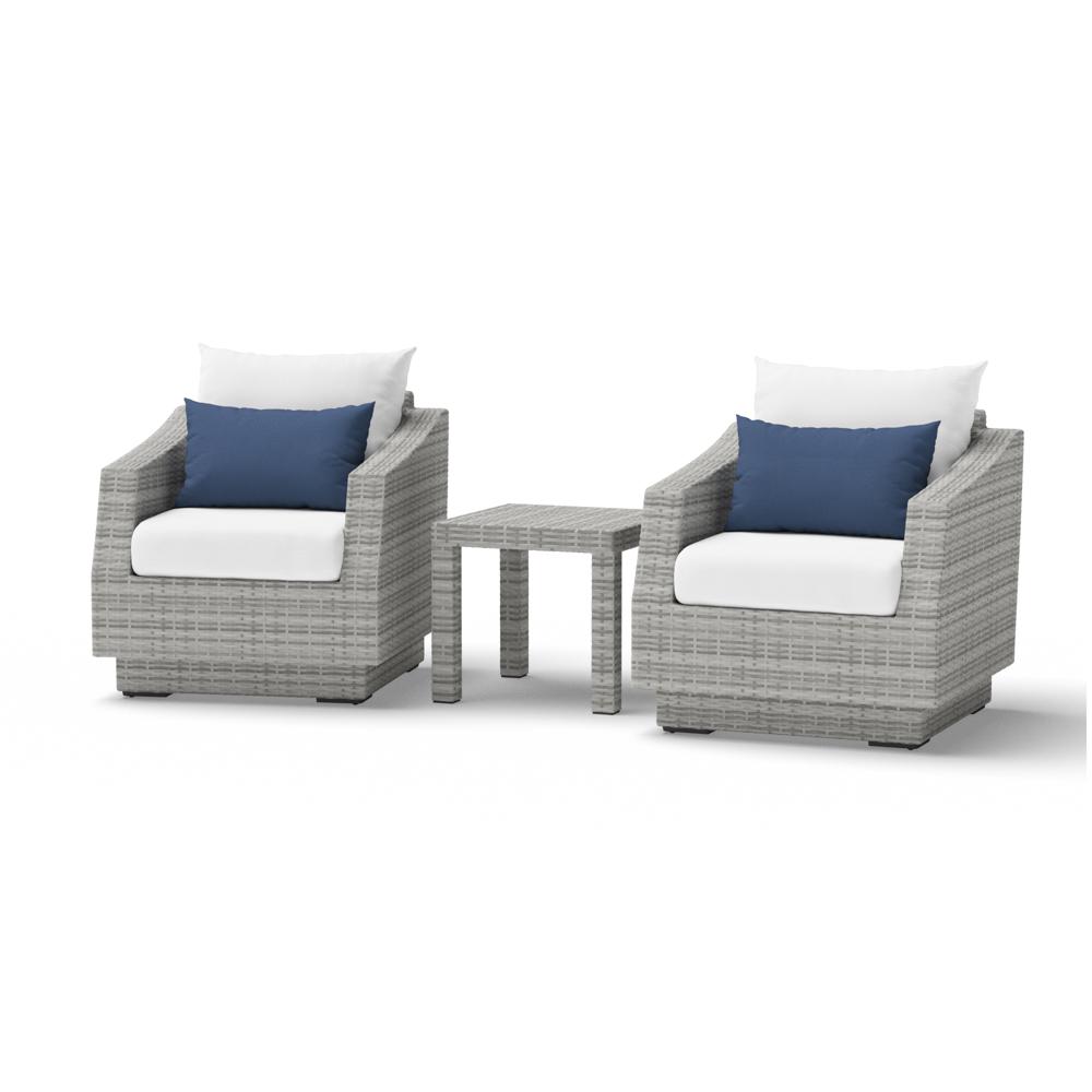 CannesÃ¢Â„Â¢ Set of 2 SunbrellaÃ‚Â® Outdoor Club Chairs & Side Table - Bliss Ink