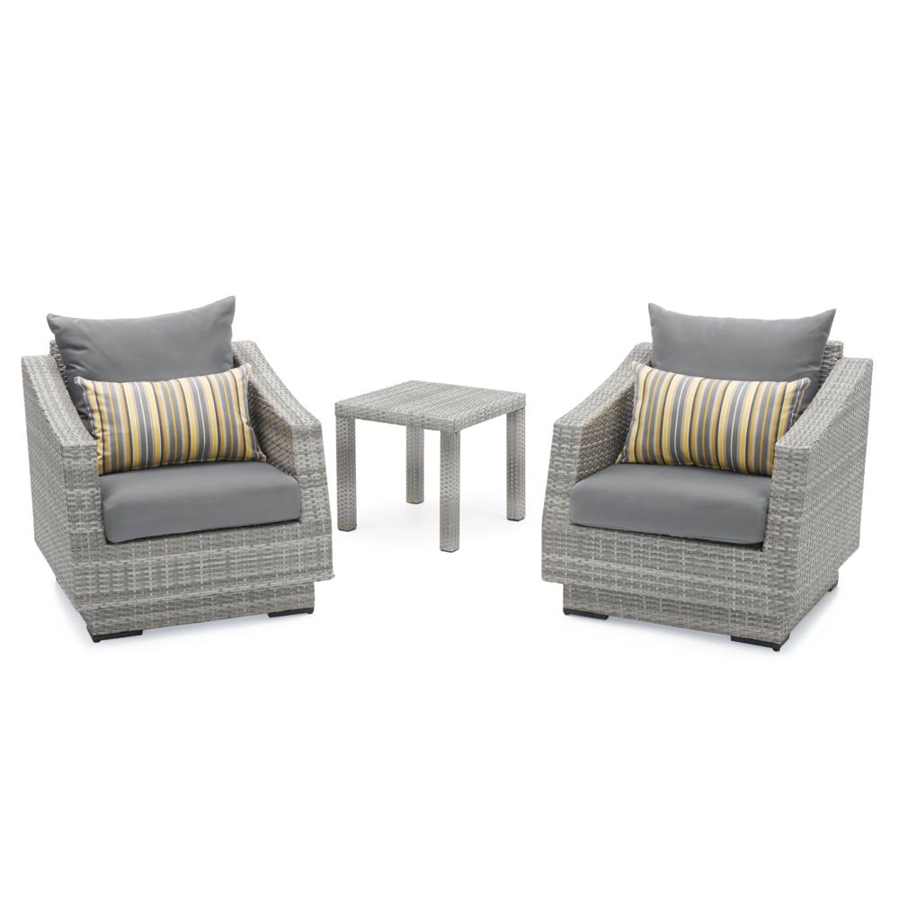 CannesÃ¢Â„Â¢ Set of 2 SunbrellaÃ‚Â® Outdoor Club Chairs & Side Table - Charcoal Gray