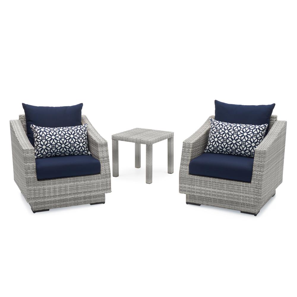 CannesÃ¢Â„Â¢ Set of 2 SunbrellaÃ‚Â® Outdoor Club Chairs & Side Table - Navy Blue