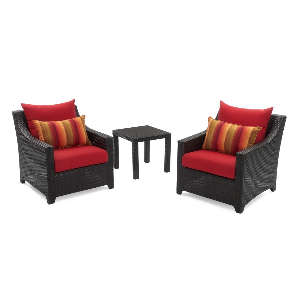 DecoÃ¢Â„Â¢ Set of 2 SunbrellaÃ‚Â® Outdoor Club Chairs & Side Table - Sunset Red