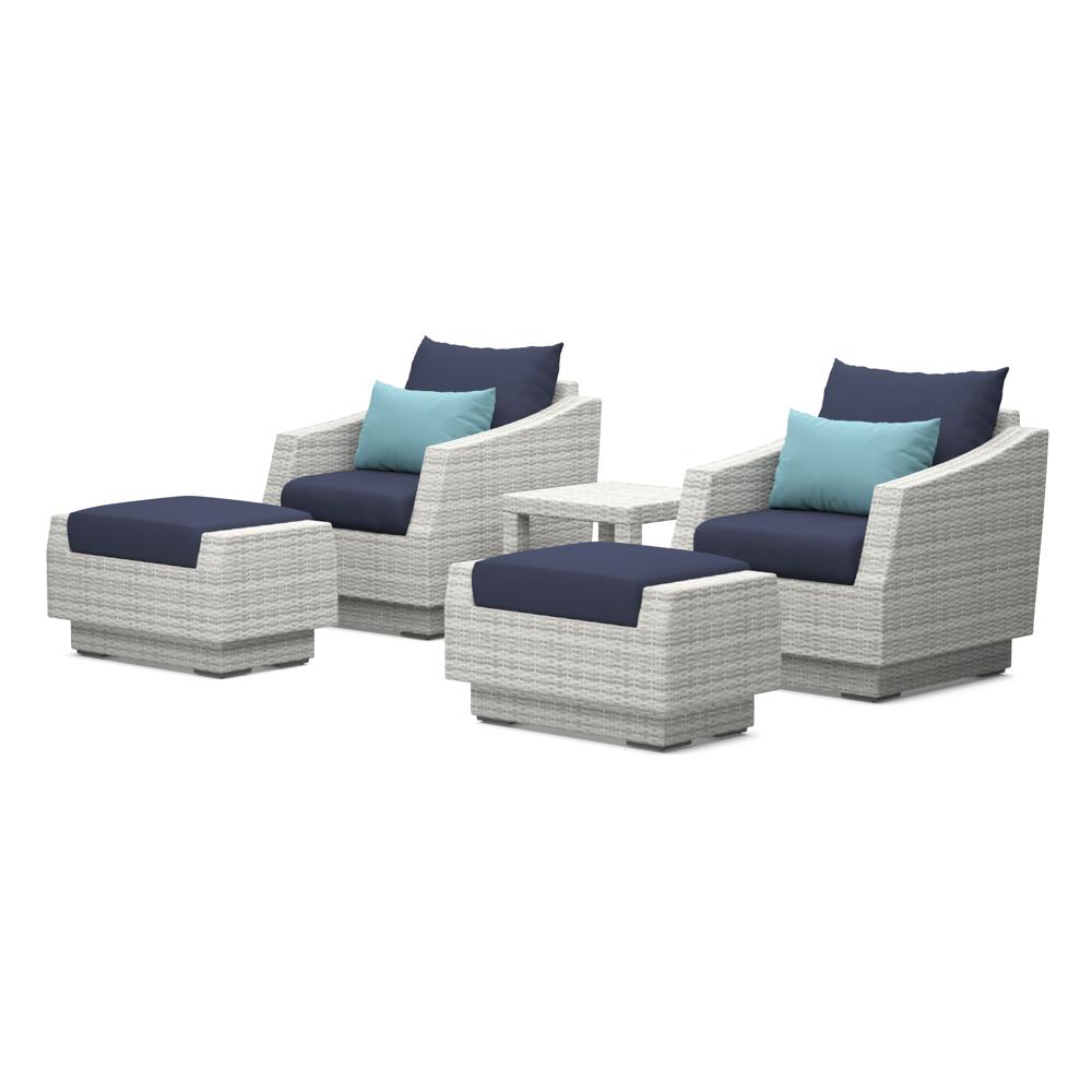 CannesÃ¢Â„Â¢ 5 Piece Club Chair & Ottoman Set - Blue