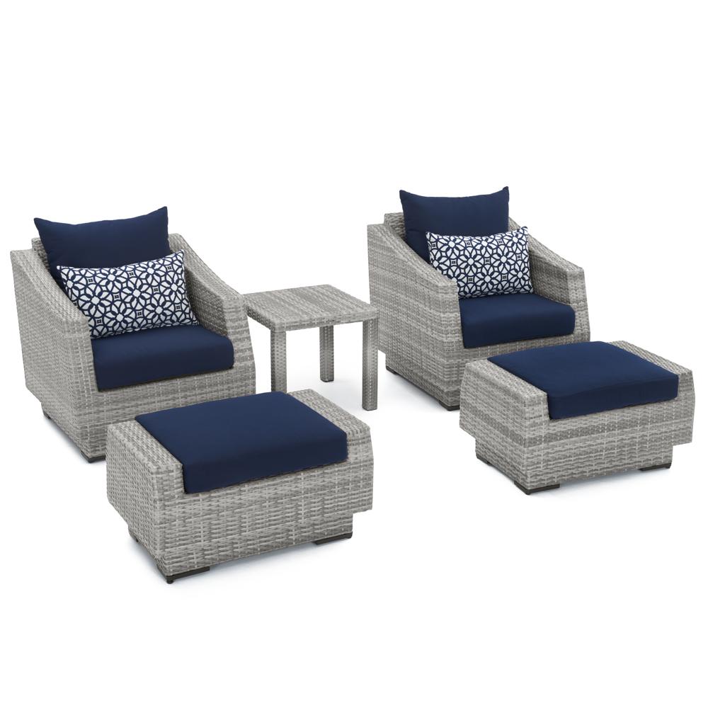 CannesÃ¢Â„Â¢ 5 Piece SunbrellaÃ‚Â® Outdoor Club Chair & Ottoman Set - Navy Blue